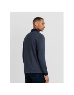 Polo à manches longues en maille bleu marine homme - Izac