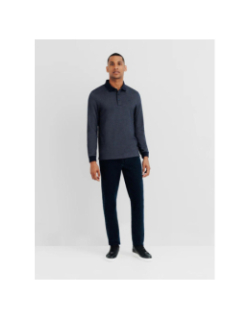 Polo à manches longues en maille bleu marine homme - Izac