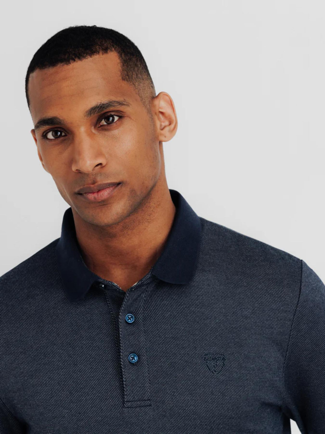Polo à manches longues en maille bleu marine homme - Izac