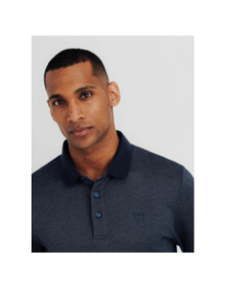 Polo à manches longues en maille bleu marine homme - Izac