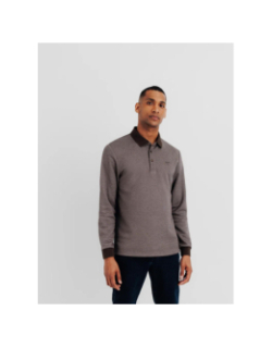 Polo à manches longues en maille marron homme - Izac