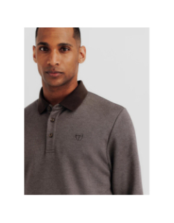 Polo à manches longues en maille marron homme - Izac
