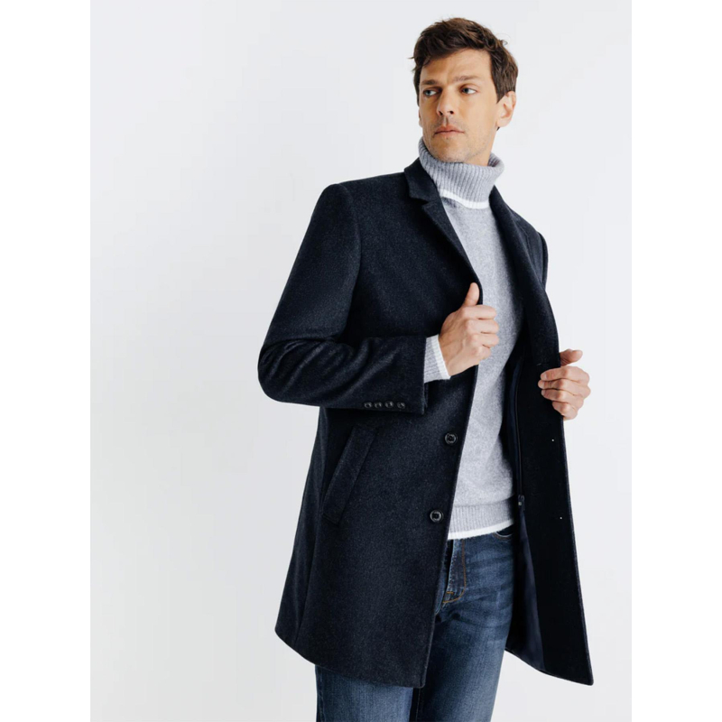 Manteau en laine isao denim bleu homme - Izac