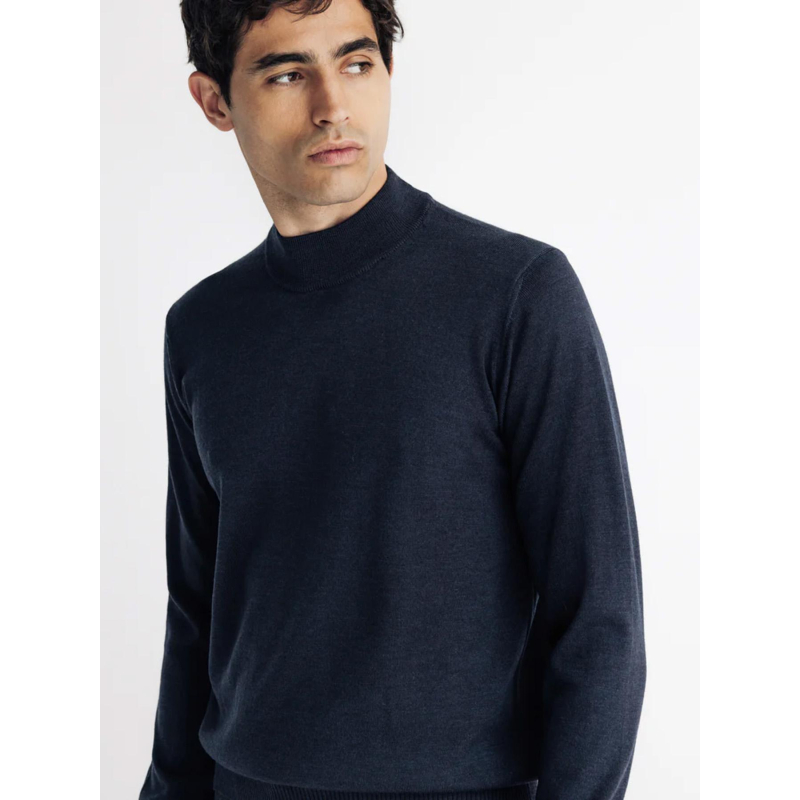 Pull à col montant brice bleu marine homme Izac wimod