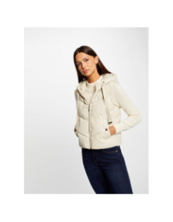 Doudoune sans manche simili cuir solo beige femme - Morgan