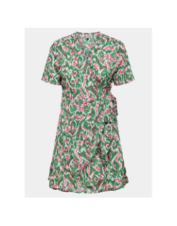 Robe portefeuille axi vert rose femme - Only