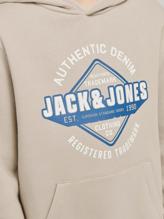 Sweat à capuche logo 24/25 beige garçon - Jack & Jones