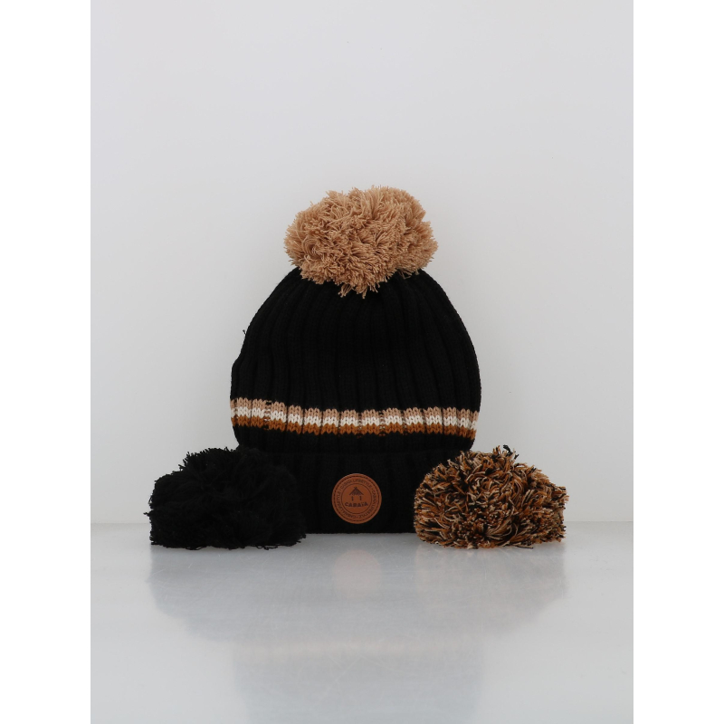 Bonnet à pompons manhattan noir - Cabaïa