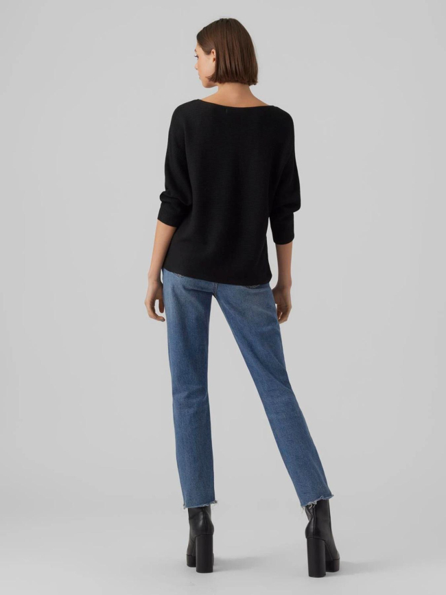 Pull col bateau manches 3/4 nora noir femme - Vero Moda