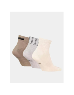Pack 3 paires de chaussettes quarter gris marron beige - Puma