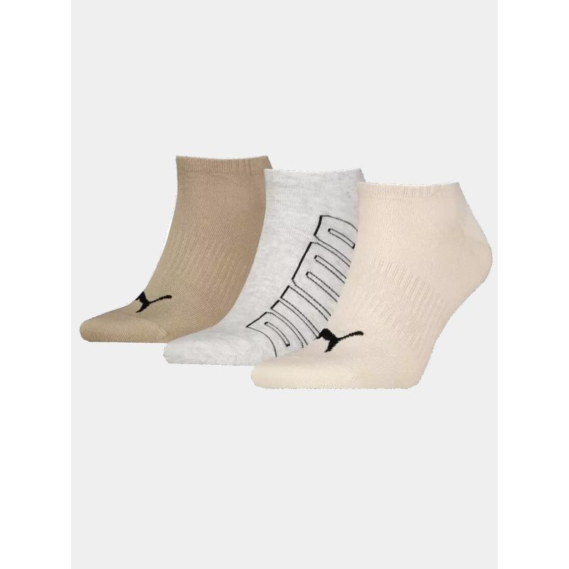 3 paires de chaussettes mesh logo beige gris adultes - Puma
