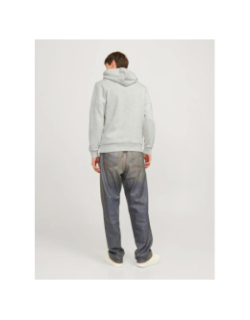 Sweat à capuche logo 25 gris chiné homme - Jack & Jones