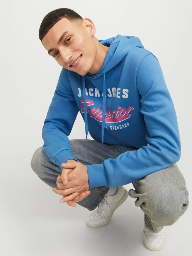 Sweat à capuche logo 25 pacific coast bleu homme - Jack & Jones