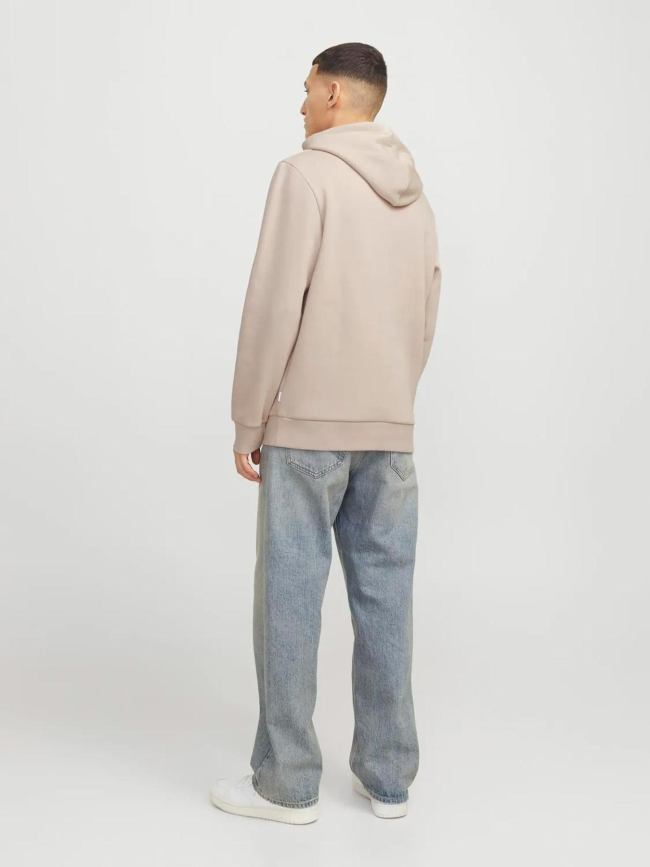 Sweat à capuche logo 25 beige homme - Jack & Jones