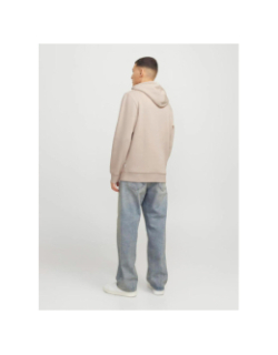 Sweat à capuche logo 25 beige homme - Jack & Jones
