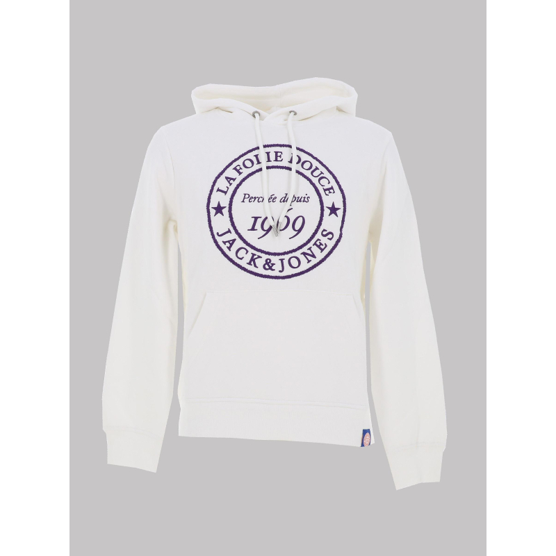 Sweat à capuche la folie douce haze blanc homme - Jack & Jones