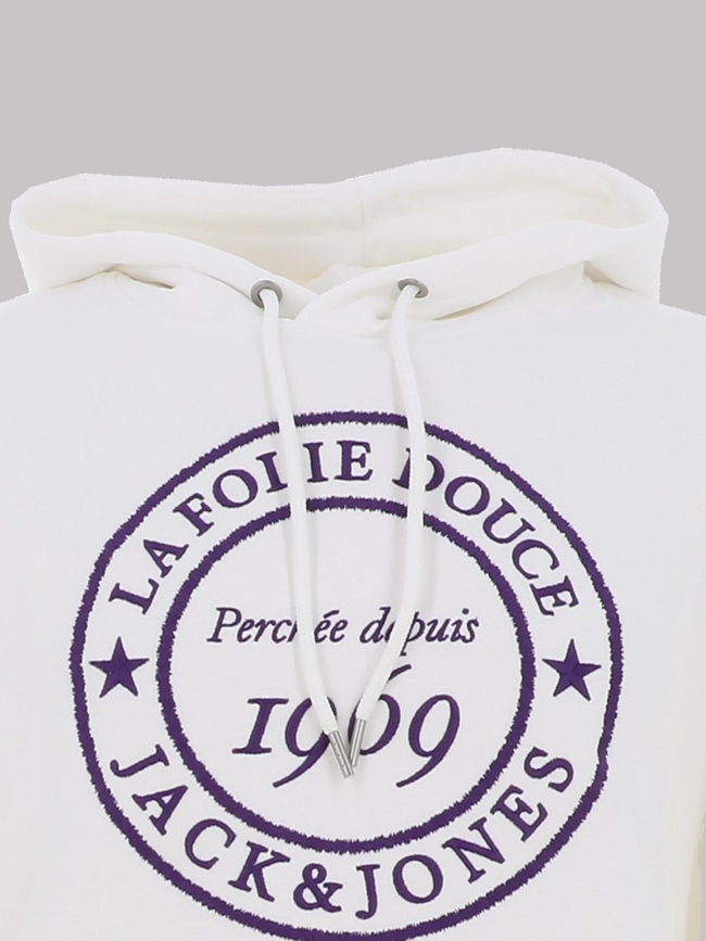 Sweat à capuche la folie douce haze blanc homme - Jack & Jones