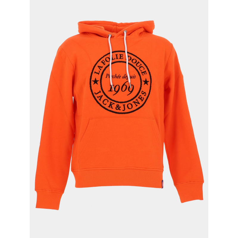 Sweat à capuche la folie douce haze orange homme - Jack & Jones