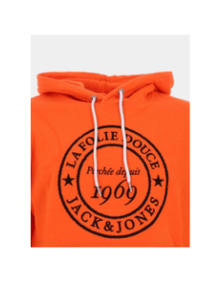 Sweat à capuche la folie douce haze orange homme - Jack & Jones