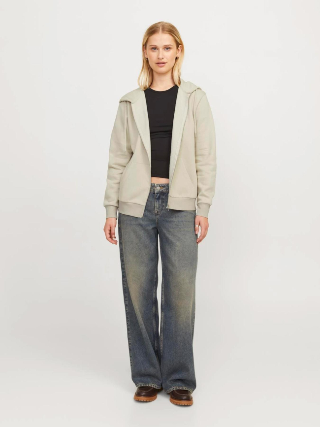 Sweat à capuche zippé abbie beige femme - Jjxx