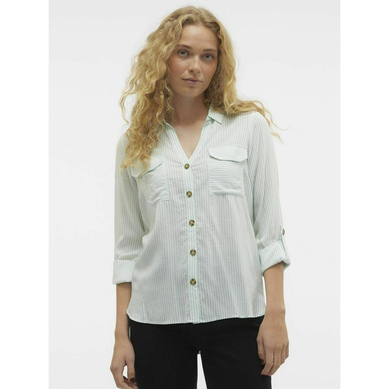 Chemise rayée bumpy mist vert femme - Vero Moda