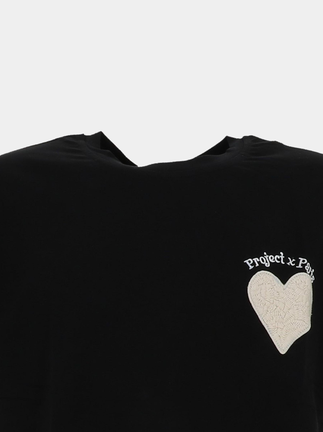 T-shirt logo cœur brodé noir homme - Project X Paris