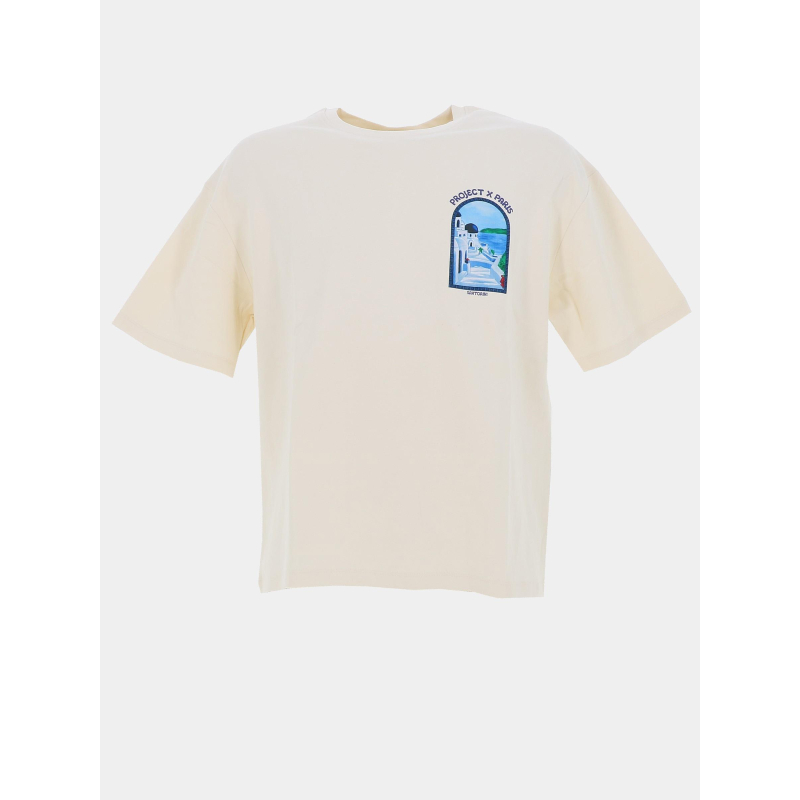 T-shirt logo santorini écru homme - Project X Paris