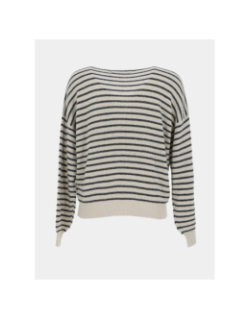 Pull rayé col v newlexsun écru bleu marine femme - Vero Moda