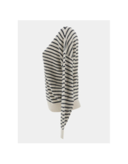 Pull rayé col v newlexsun écru bleu marine femme - Vero Moda