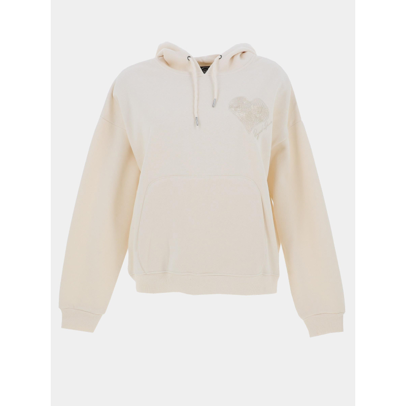 Sweat à capuche all over cœur beige femme - Project X Paris