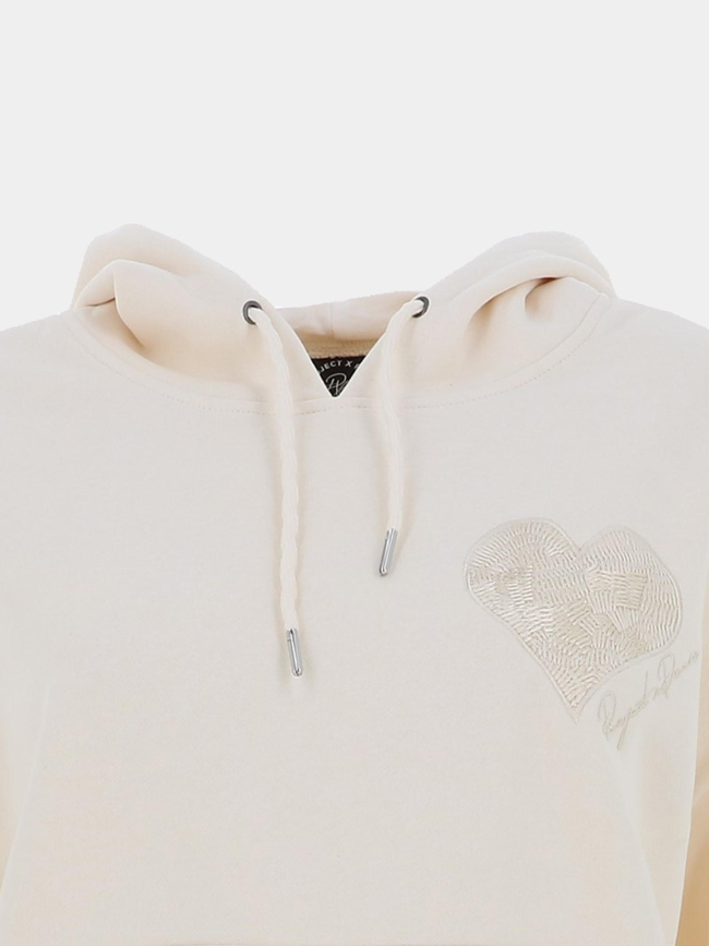 Sweat à capuche all over cœur beige femme - Project X Paris