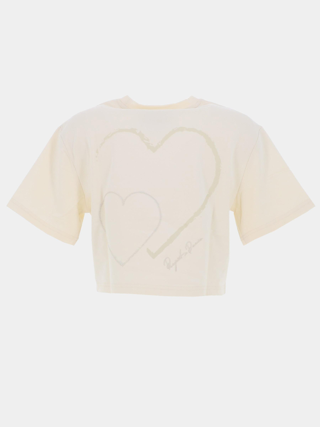 T-shirt cœur brodé blanc écru femme - Project X Paris