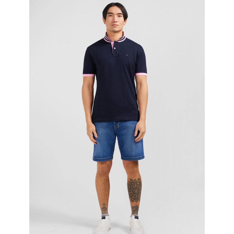 Polo à manches courtes en coton pima bleu marine homme - Eden Park