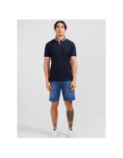 Polo à manches courtes en coton pima bleu marine homme - Eden Park