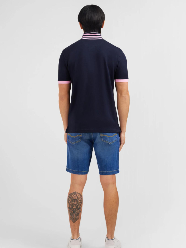 Polo à manches courtes en coton pima bleu marine homme - Eden Park