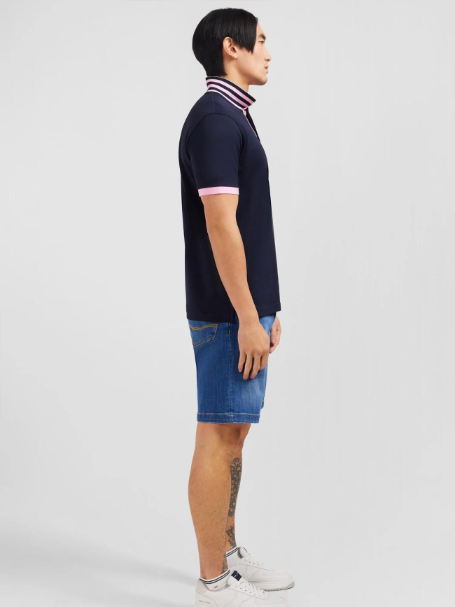 Polo à manches courtes en coton pima bleu marine homme - Eden Park