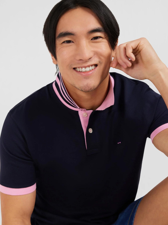 Polo à manches courtes en coton pima bleu marine homme - Eden Park
