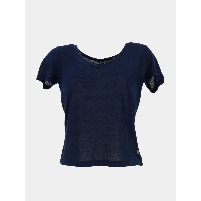 T-shirt manches courtes à col v brillant bleu femme - Sun Valley