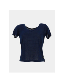 T-shirt manches courtes à col v brillant bleu femme - Sun Valley