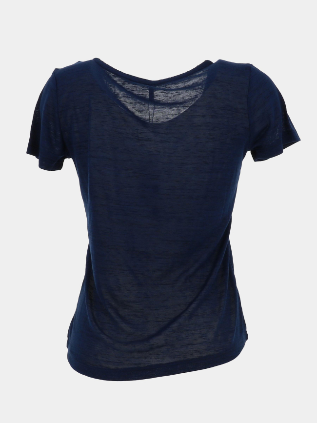 T-shirt manches courtes à col v brillant bleu femme - Sun Valley