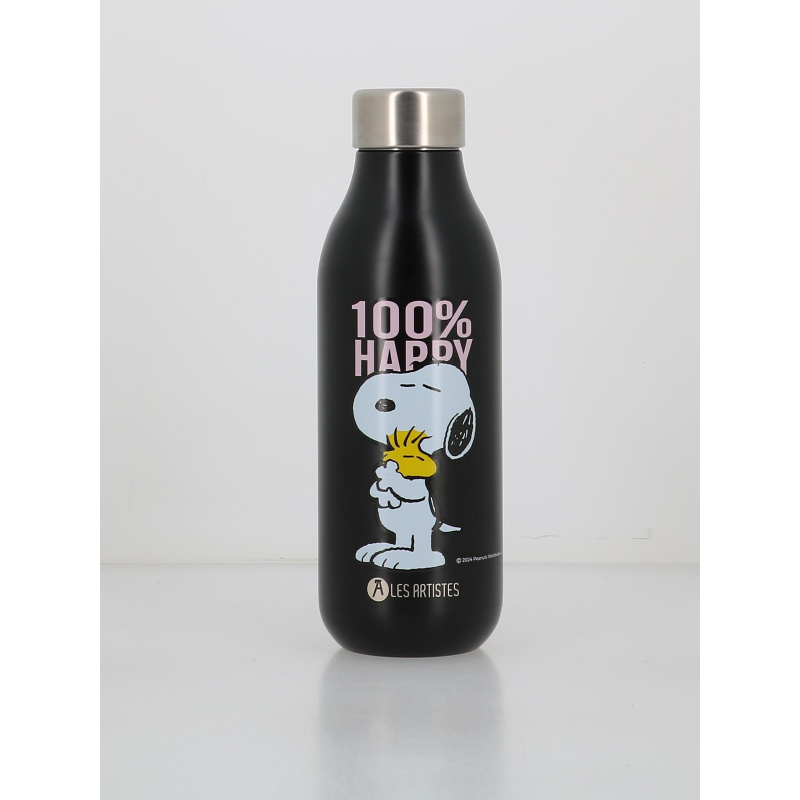 Bouteille isotherme 500ml snoopy 100% happy noir - Les Artistes