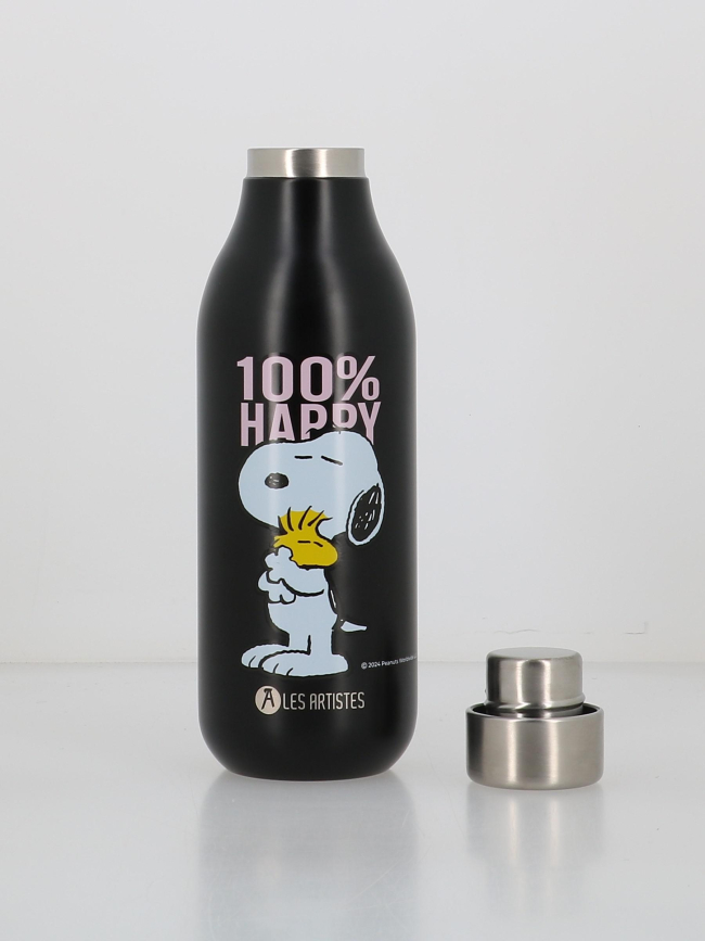 Bouteille isotherme 500ml snoopy 100% happy noir - Les Artistes