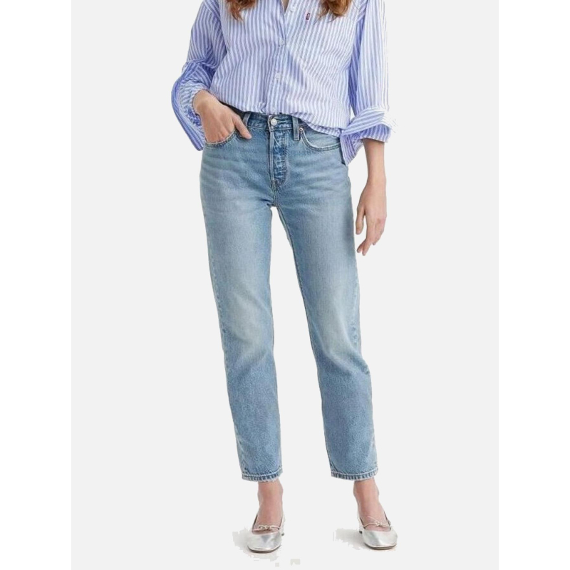 Jean droit 501 crop bleu femme - Levi's