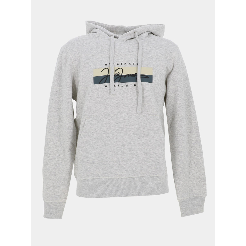 Sweat à capuche frederiksberg box gris chiné homme - Jack & Jones