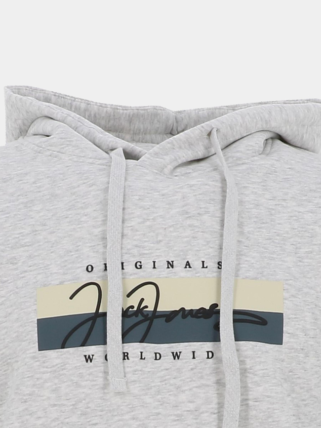Sweat à capuche frederiksberg box gris chiné homme - Jack & Jones