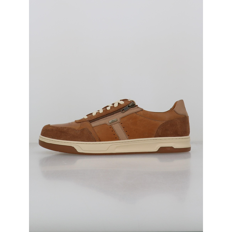 Baskets en cuir théo zip marron homme - Tbs