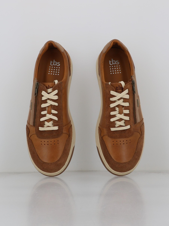 Baskets en cuir théo zip marron homme - Tbs