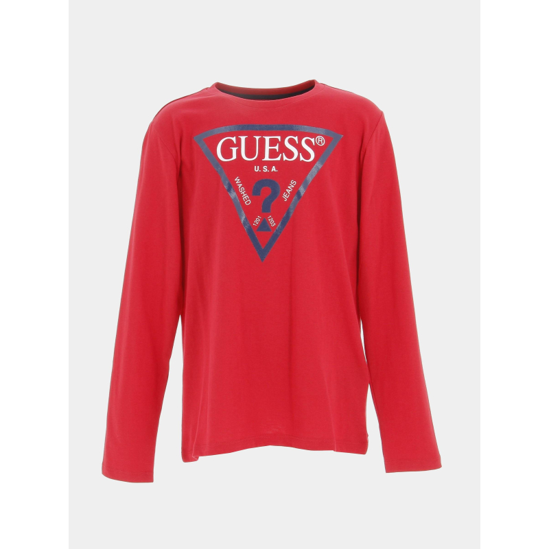 T-shirt manches longues core rouge garçon - Guess