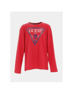 T-shirt manches longues core rouge garçon - Guess