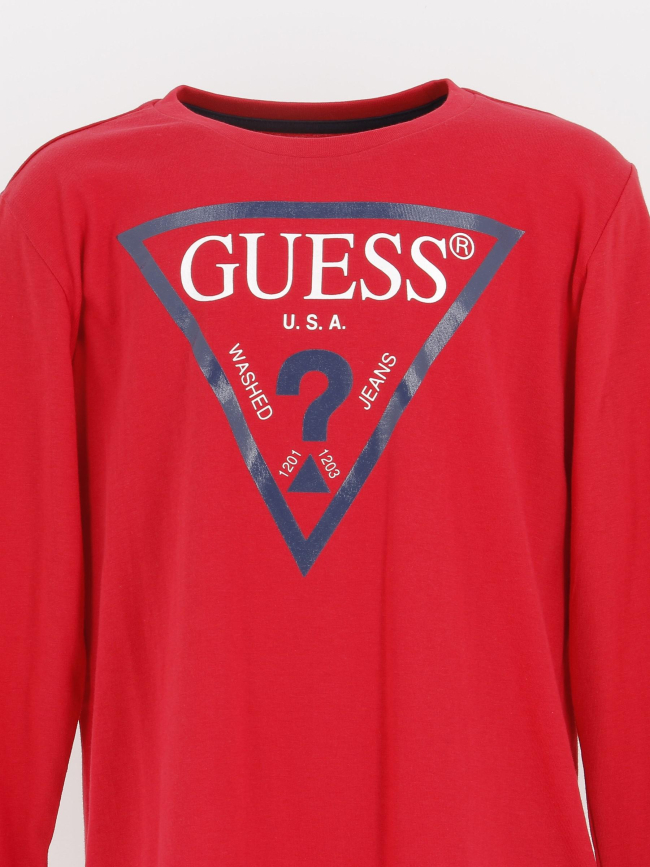 T-shirt manches longues core rouge garçon - Guess